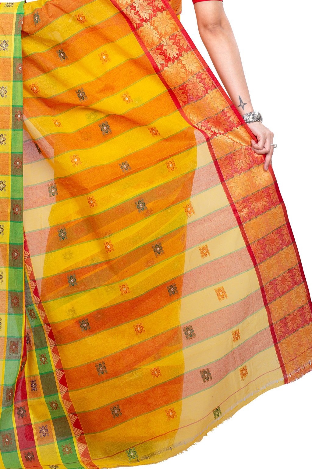 Yellow Pure Cotton FulPar Tant Saree (864)